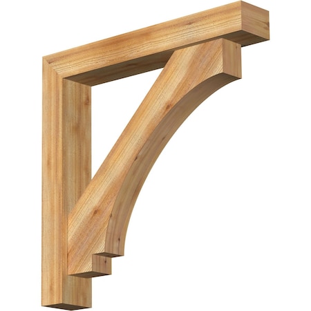 Imperial Block Rough Sawn Bracket W/ Offset Brace, Western Red Cedar, 6W X 36D X 36H